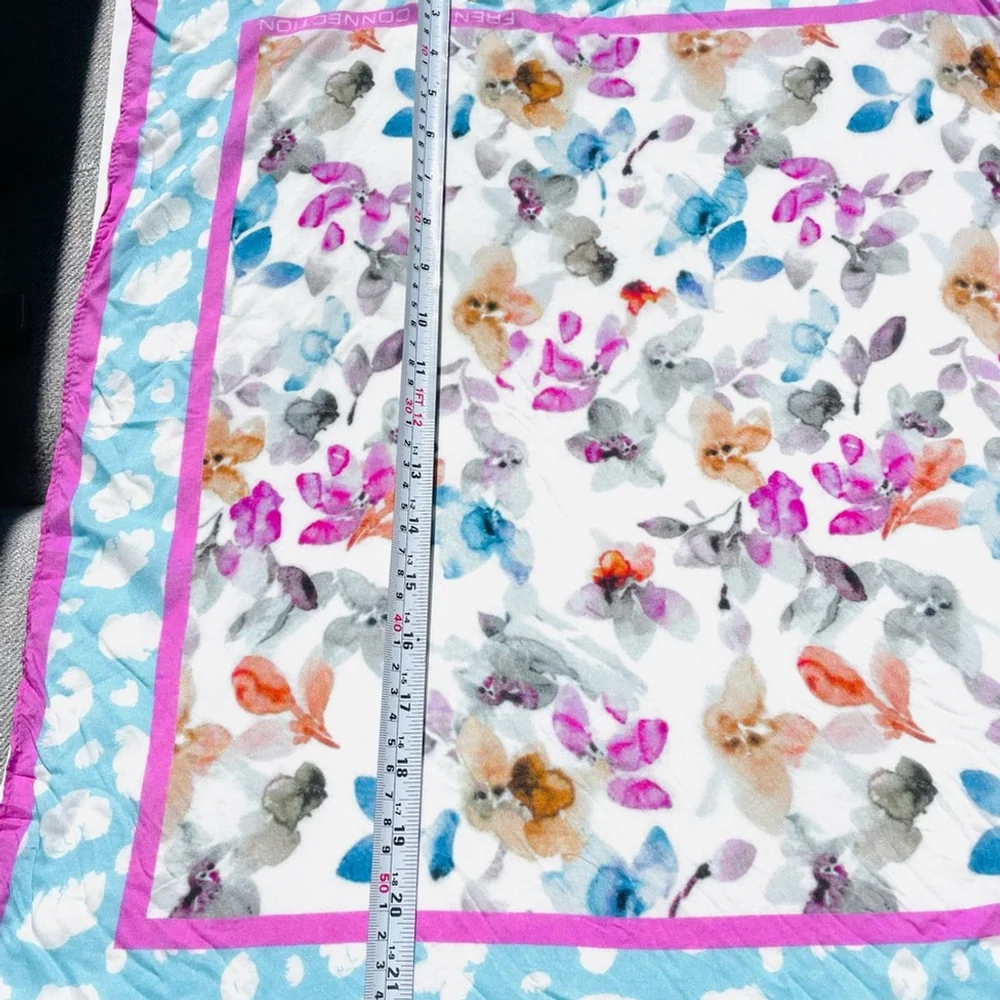 French Connection Floral Scarf with Pink and Blue
